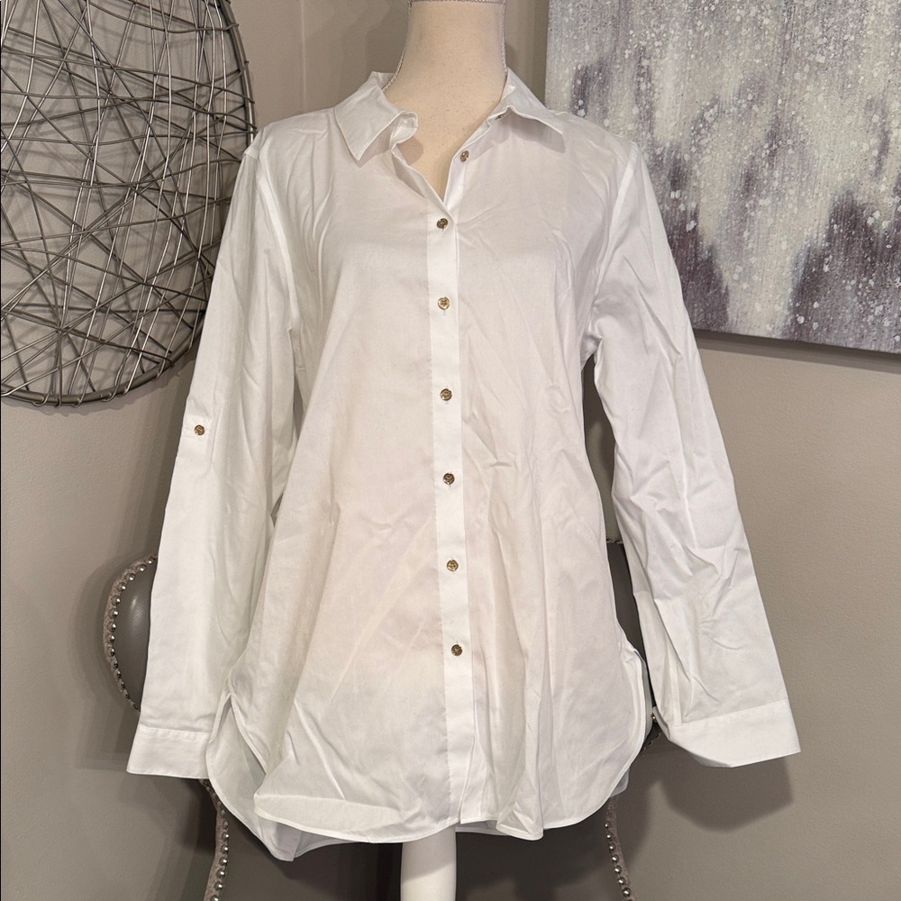 Calvin Klein Classic White Button-Up Shirt Size Large